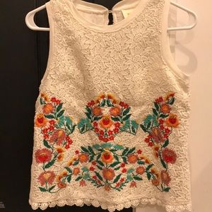 Anthropologie - Maeve - XS - Floral Embroidered Knit Top